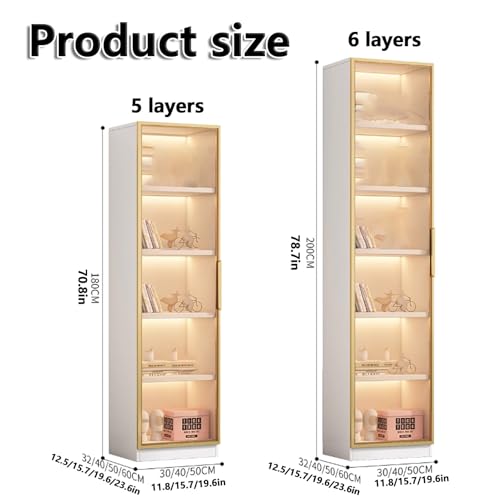 **Curio Vitrine mit Glastüren | Eckregal & Bücherregal, großes Fassungsvermögen, Sammlervitrine für Wohnzimmer**