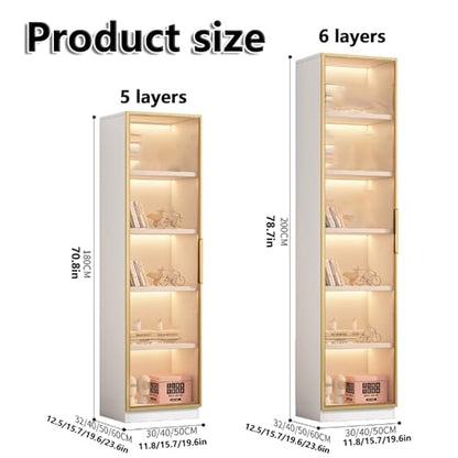 **Curio Vitrine mit Glastüren | Eckregal & Bücherregal, großes Fassungsvermögen, Sammlervitrine für Wohnzimmer**