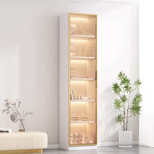 Curio Vitrine, Akzentschrank mit Glastüren, Vitrine, Eckregale, hohes Bücherregal, großes Fassungsvermögen, Sammlerstücke, Spielzeug-Organizer, Regal, transparente Vitrinen, für Wohnzimmer