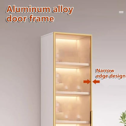 **Curio Vitrine mit Glastüren | Eckregal & Bücherregal, großes Fassungsvermögen, Sammlervitrine für Wohnzimmer**