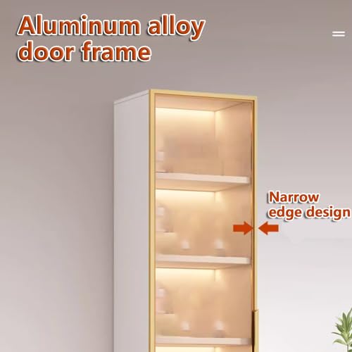 Curio Vitrine, Akzentschrank mit Glastüren, Vitrine, Eckregale, hohes Bücherregal, großes Fassungsvermögen, Sammlerstücke, Spielzeug-Organizer, Regal, transparente Vitrinen, für Wohnzimmer