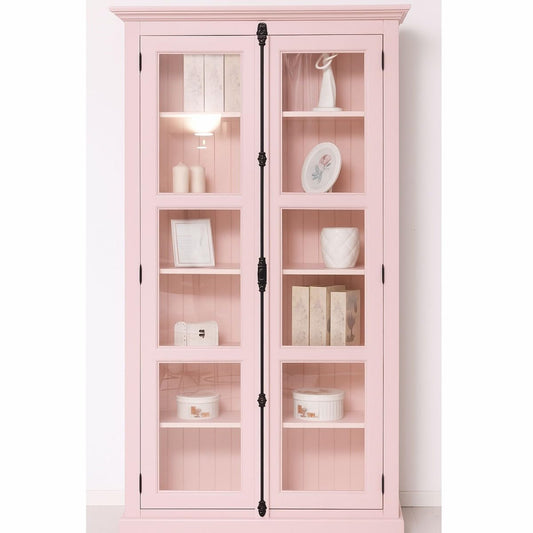 Casa Padrino Landhausstil Vitrine mit 2 Glastüren Rosa H. 210 cm - Landhausstil Möbel