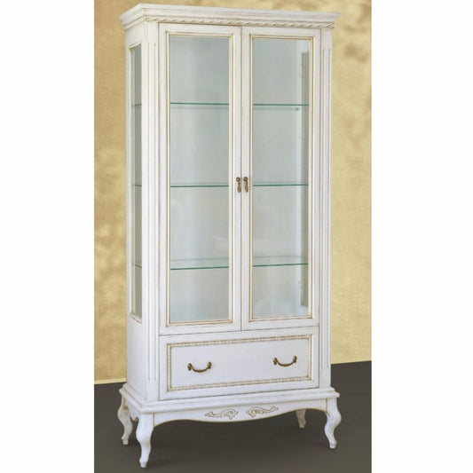 Casa Padrino Luxus Barock Vitrine Weiß/Beige 100 x H. 210 cm - Barock Möbel