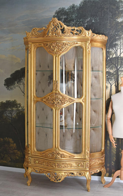 XXL Barock Vitrine Gold Standvitrine Antik cat905 Palazzo Exklusiv
