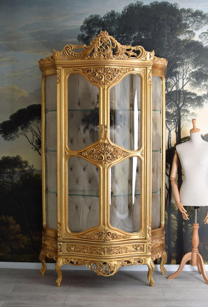 XXL Barock Vitrine Gold Standvitrine Antik cat905 Palazzo Exklusiv