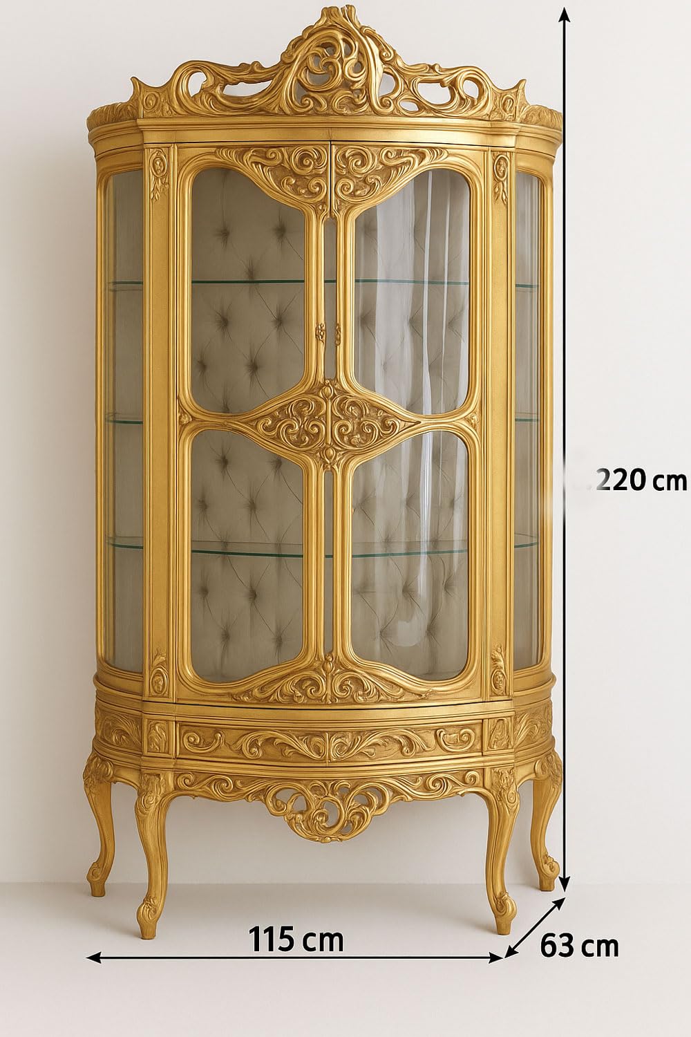 XXL Barock Vitrine Gold Standvitrine Antik cat905 Palazzo Exklusiv