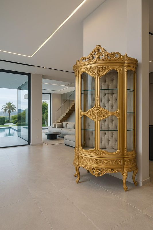 XXL Barock Vitrine Gold Standvitrine Antik cat905 Palazzo Exklusiv